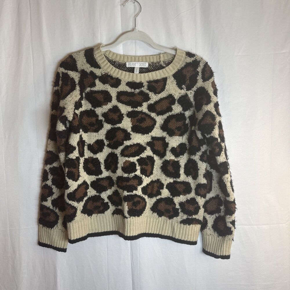 Planet Gold Womens Pullover Sweater Animal Print  Size Small Preowned